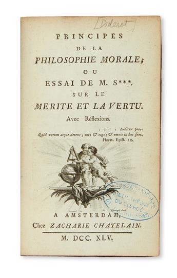 [DIDEROT, DENIS.]  Principes de la Philosophie Morale; ou, Essai de M. S[haftesbury] sur le Mérite et la Vertu.  1745